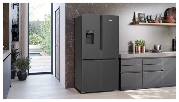 Side-by-Side Kühl-/ Gefrierkombination 375 l / 199 l 327 kWh NoFrost 1830 mm x 905 mm  iQ500 KF96DAXEA (Schwarz, Edelstahl) 
