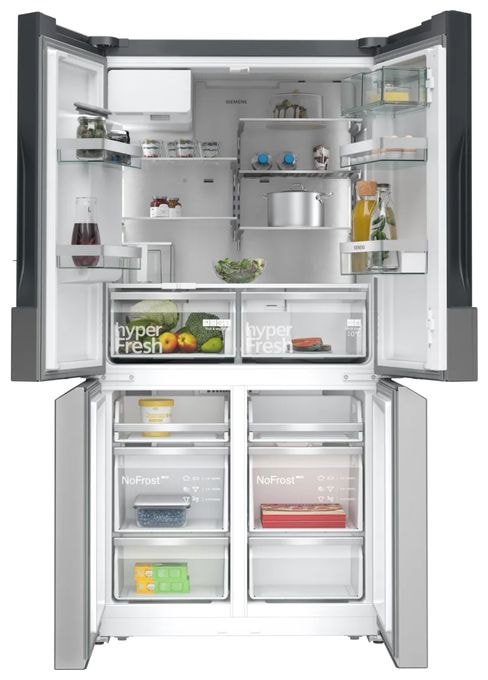 Side-by-Side Kühl-/ Gefrierkombination 375 l / 199 l 327 kWh NoFrost 1830 mm x 905 mm  iQ500 KF96IAPEA (Gebürsteter Stahl) 