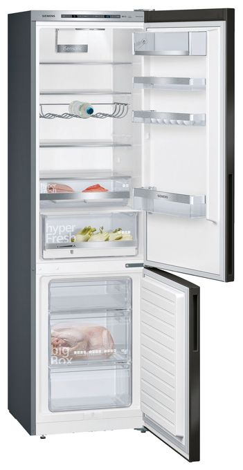 249 l / 94 l Kühl-Gefrierkombi freistehend 119 kWh Jahr  iQ500 KG39E8XBA (Schwarz, Edelstahl) 