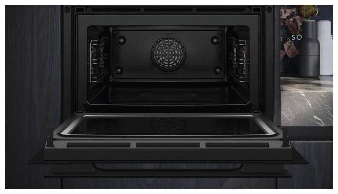 Einbaubackofen kompakt AutoClean Mikrowelle (Schwarz/Edelstahl) iQ700 CM924G1B1 