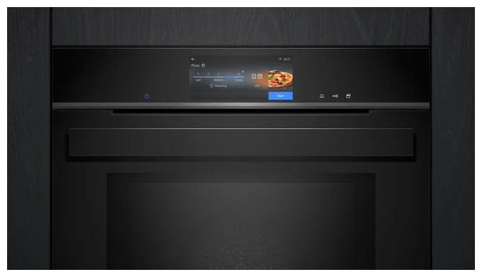 Einbaubackofen groß Dampfgaren AutoClean (Schwarz/Edelstahl) iQ700 HS938GEB1 