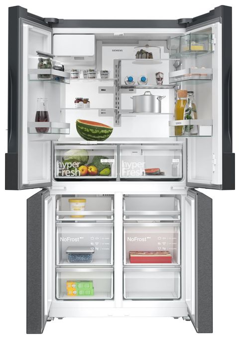 Side-by-Side Kühl-/ Gefrierkombination French Door 375 l / 199 l 327 kWh NoFrost 1830 mm x 905 mm  iQ700 KF96DPXEA (Grau) 