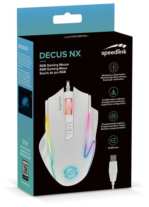 12800 DPI Gaming Maus Optisch  Decus NX RGB (Weiß) 