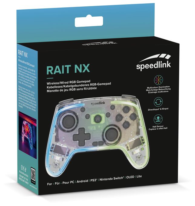 Analog / Digital Gamepad für PC, Android, Nintendo Switch Lite, Nintendo Switch OLED, Playstation 3  SL-650115-CR Rait NX (Transparent) 