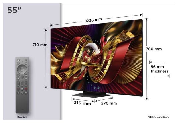 SQD-Mini LED 139,7 cm (55 Zoll) Fernseher 4K Ultra HD VESA 300 x 300 mm 55C89L 