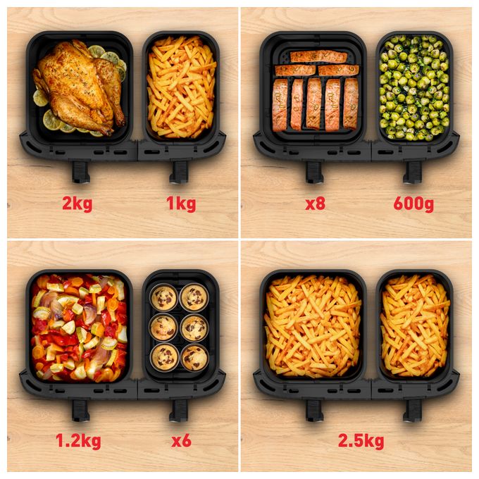 Doppel Heißluftfritteuse 11 l 2020 W  EY942HE0 Easy Fry Dual XXL (Grau) 