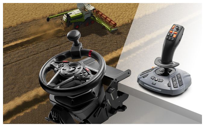 Analog / Digital Lenkrad + Pedale + Schalthebel für PC, PlayStation PS4, PlayStation PS5  T128 SimTask Farming Pack (Schwarz) 