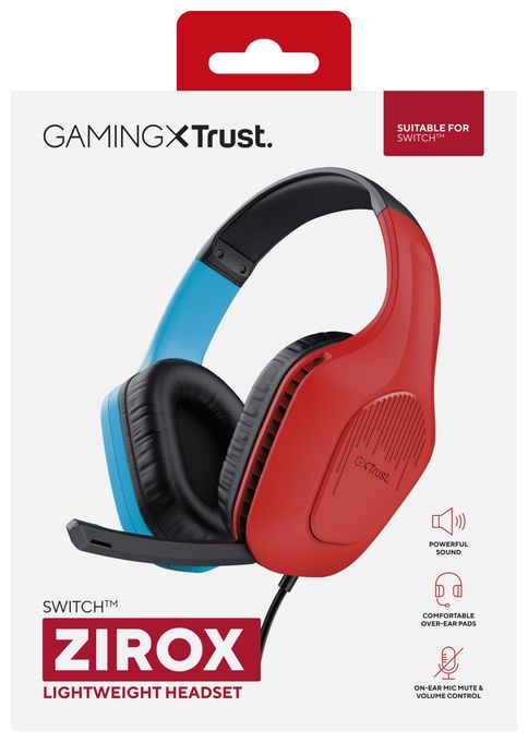 Over Ear Kopfhörer Kabelgebunden  GXT416 Zirox (Schwarz, Cyan, Rot) 