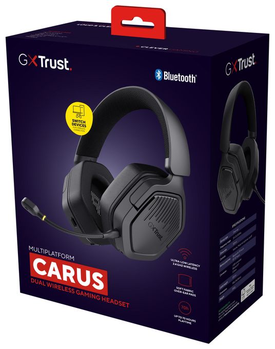 Over Ear Bluetooth Kopfhörer kabelgebunden&kabellos 20 h Laufzeit USB Type-C / USB Type-A  GXT493 Carus (Schwarz) 