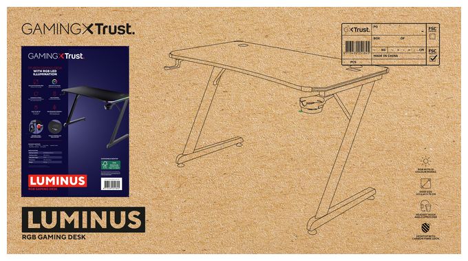 bis 150 kg  GXT709 Luminus RGB Gamingtisch (Schwarz) 