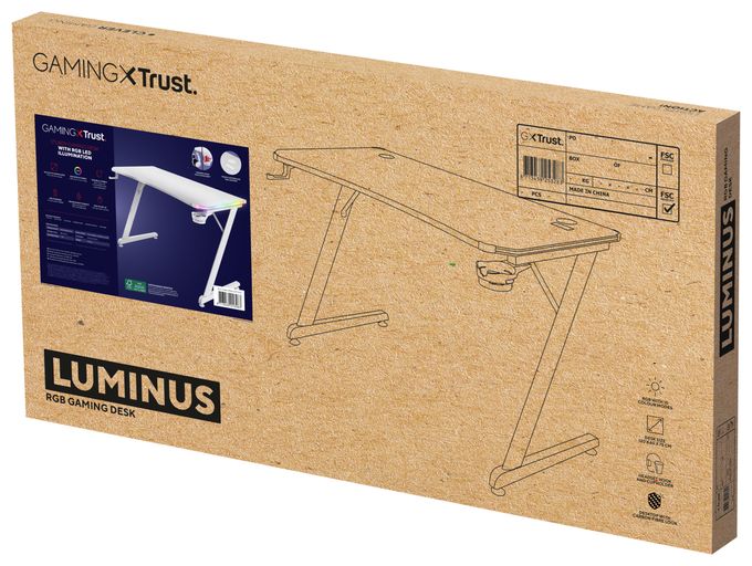 bis 150 kg  GXT709 Luminus RGB Gamingtisch (Weiß) 