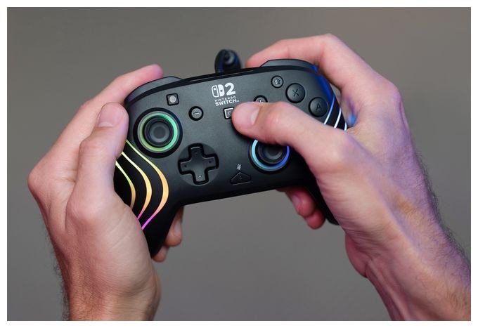 Gamepad für Nintendo Switch, Nintendo Switch 2, Nintendo Switch OLED  Afterglow Wave Wired Controller (Schwarz) 