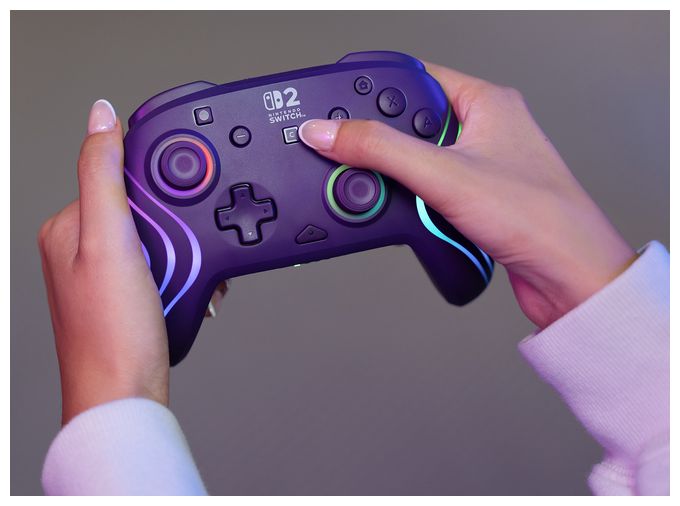 Gamepad für Nintendo Switch, Nintendo Switch 2, Nintendo Switch Lite, Nintendo Switch OLED  Afterglow Wave Wireless Controller (Violett) 