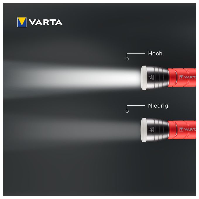 Taschenlampe LED inkl. 3x AAA Batterien, Outdoor Sports F10 Leuchte, Lampe mit zwei Leuchtmodi, Taschenleuchte mit gummiertem Griff, sehr robust, rot 