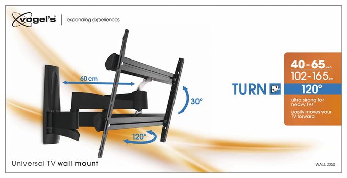Wand Halterung 120° bis 165,1 cm (65") 45 kg 0 - 15° Wall 2350 