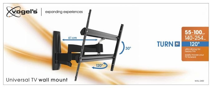 Wand Halterung 120° bis 2,54 m (100") 55 kg 0 - 15° Wall 2450 