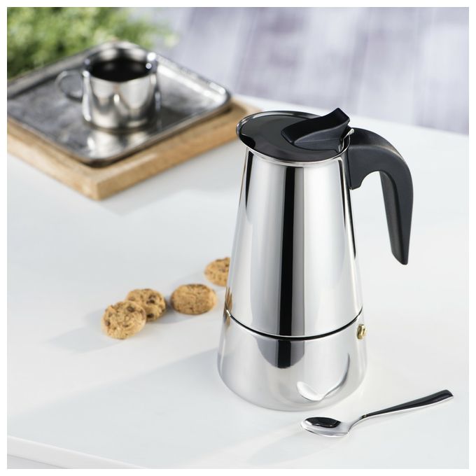 6 Tassen Filterkaffeemaschine  111230 Espressokocher für (Schwarz, Silber) 