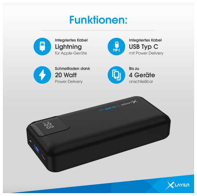 20000 mAh Powerbank Mikro-USB  220140 (Schwarz) 