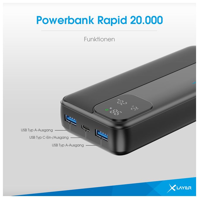 20000 mAh Powerbank USB Typ-C  Rapid (Schwarz) 