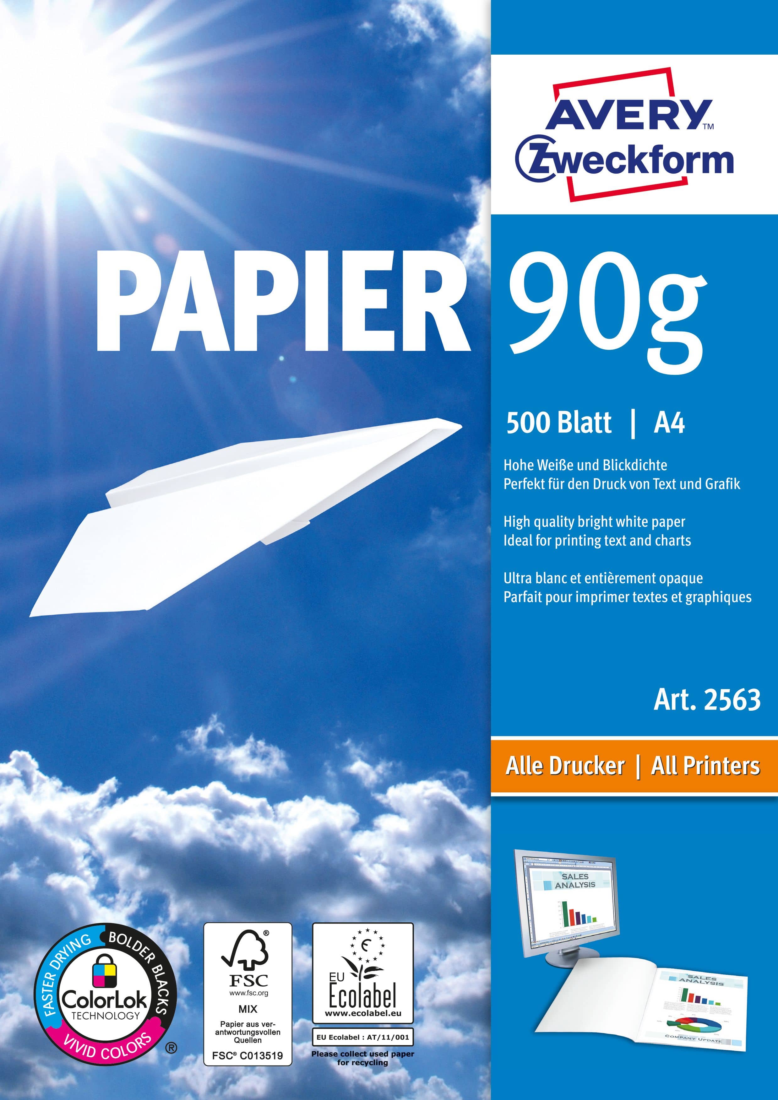 Avery Format Papier A4 90 g/m² 500 Sheets 2563