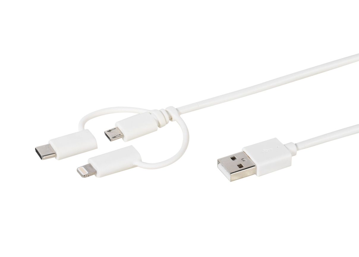 Vivanco 3in1 Ladekabelset, Micro USB, USB Type C, Lightning 38784